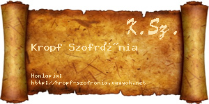 Kropf Szofrónia névjegykártya